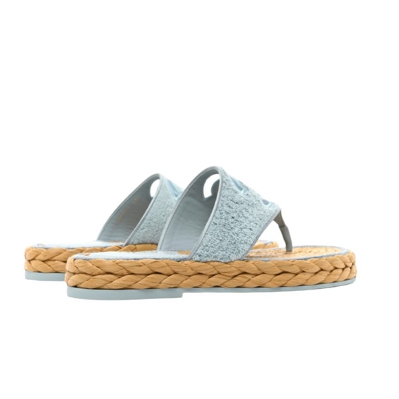 CHANEL Thong Slides Espadrilles Sandal Size 37 NEW - Picture 7 of 16